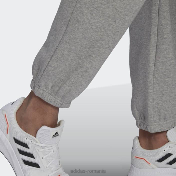 Adidas gri mediu essentials feelvivid fleece din bumbac pantaloni de trening cu picioare drepte bărbați gri mediu 2JBN7006