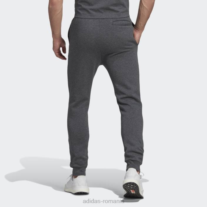 Adidas gri închis heather essentials fleece pantaloni conici obișnuiți adidas bărbați gri închis negru/negru 2JBN981