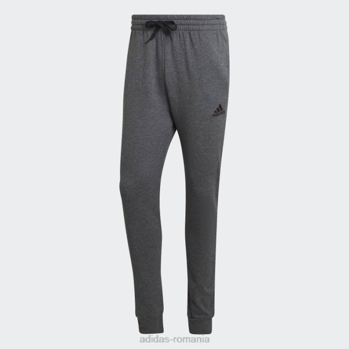 Adidas gri închis heather essentials fleece pantaloni conici obișnuiți adidas bărbați gri închis negru/negru 2JBN981