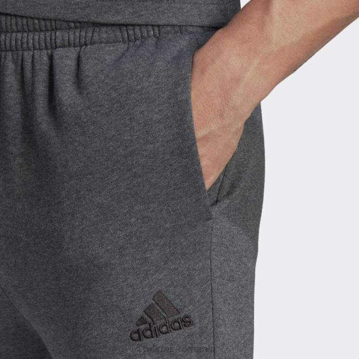 Adidas gri închis heather essentials fleece pantaloni conici obișnuiți adidas bărbați gri închis negru/negru 2JBN981