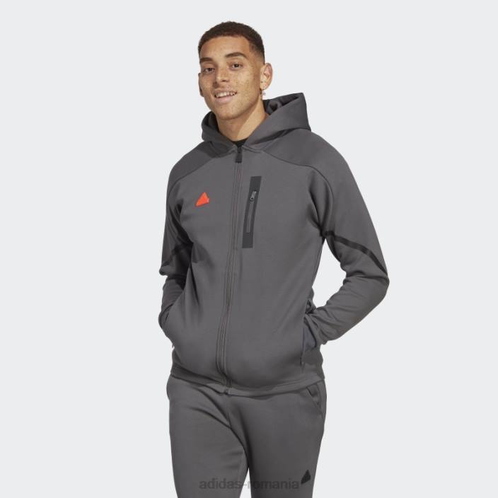 Adidas gri proiectat pentru Gameday cu fermoar complet adidas bărbați gri 2JBN5883