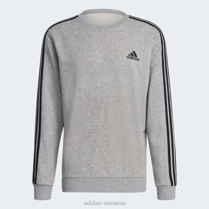 Adidas hanorac adidas cu 3 dungi gri mediu essentials bărbați gri mediu/negru 2JBN6885
