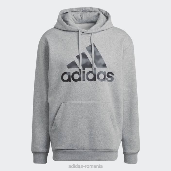 Adidas hanorac adidas cu imprimeu camuflat gri mediu essentials bărbați gri mediu 2JBN5295