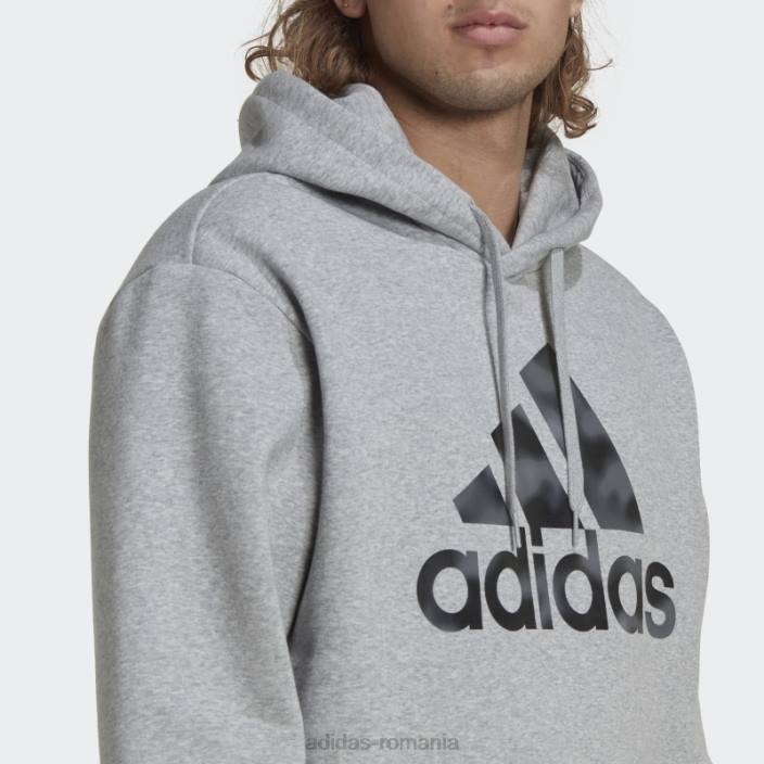 Adidas hanorac adidas cu imprimeu camuflat gri mediu essentials bărbați gri mediu 2JBN5295