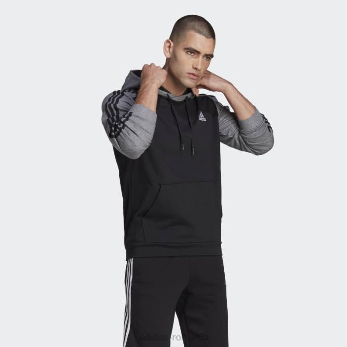 Adidas hanorac adidas negru essentials mélange french terry bărbați melange negru 2JBN7533