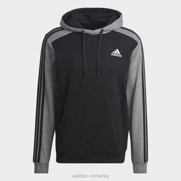 Adidas hanorac adidas negru essentials mélange french terry bărbați melange negru 2JBN7533