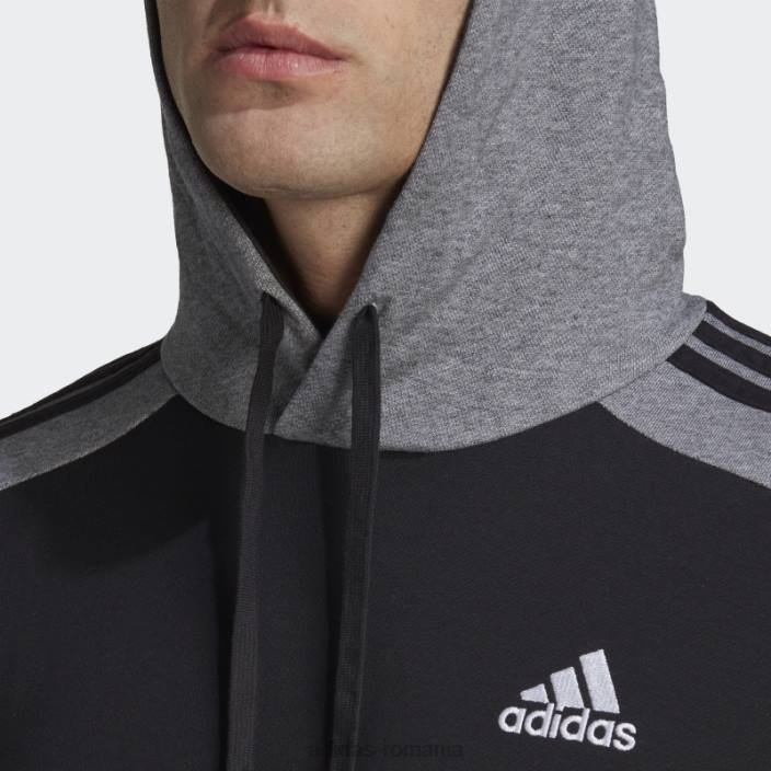 Adidas hanorac adidas negru essentials mélange french terry bărbați melange negru 2JBN7533
