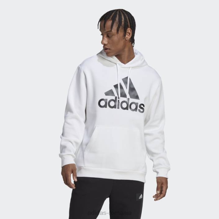 Adidas hanorac alb cu imprimeu camo, French Terry bărbați alb 2JBN7031