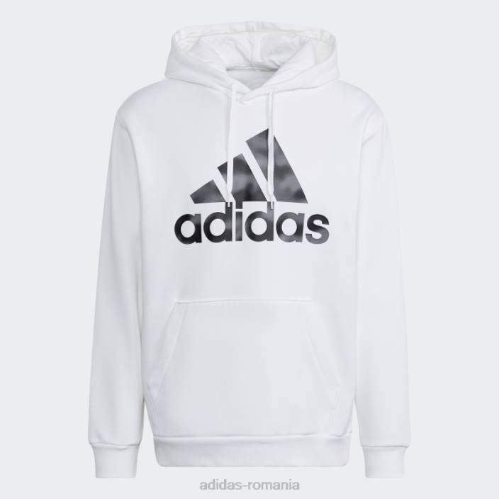 Adidas hanorac alb cu imprimeu camo, French Terry bărbați alb 2JBN7031