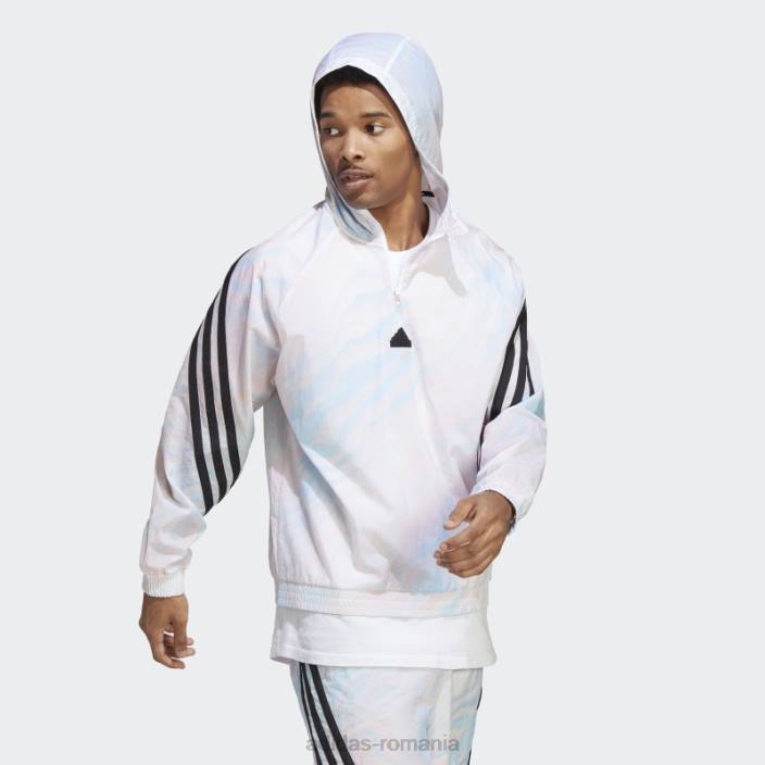 Adidas hanorac alb cu imprimeu peste tot cu icoane viitoare bărbați alb 2JBN5915