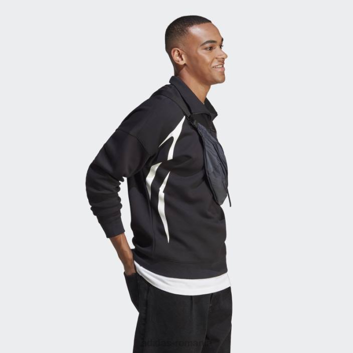 Adidas hanorac colorblock cu fermoar sfert alb elegant bărbați alb negru 2JBN5680