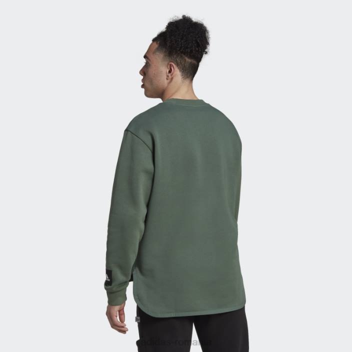 Adidas hanorac crew țesut fleece oxid verde bărbați oxid verde 2JBN6980