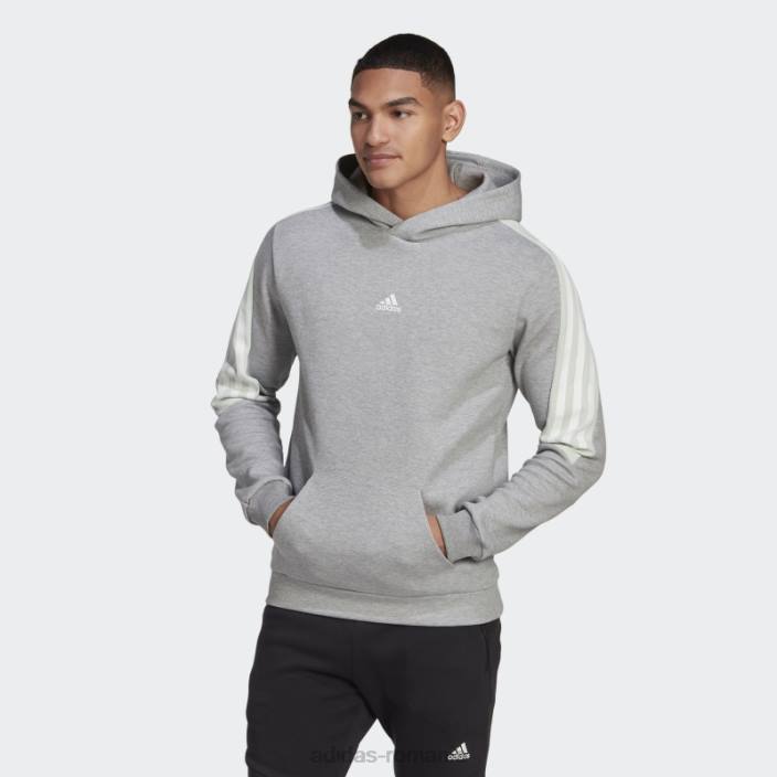 Adidas hanorac cu 3 dungi gri mediu bărbați gri mediu 2JBN7532