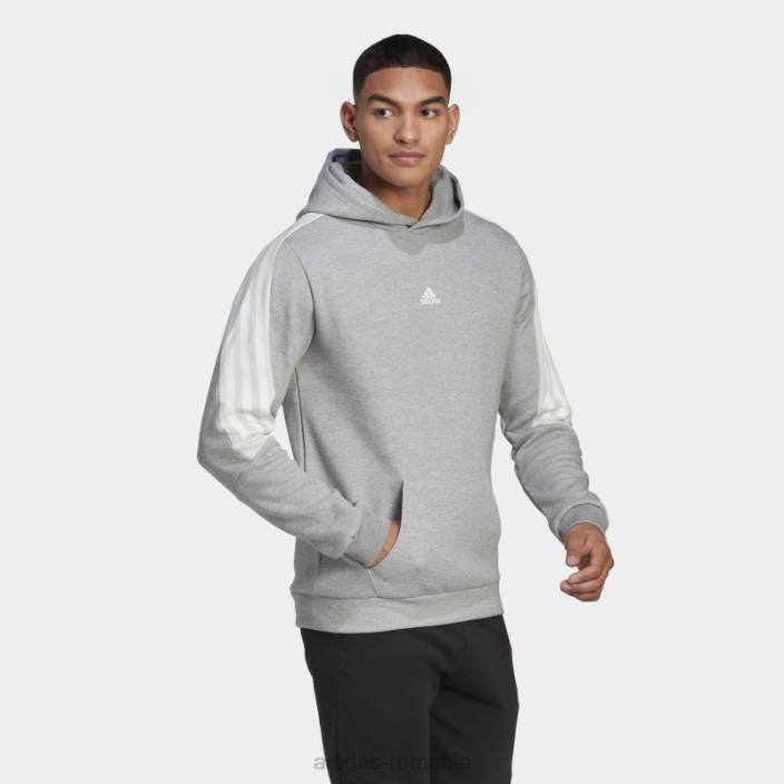Adidas hanorac cu 3 dungi gri mediu bărbați gri mediu 2JBN7532