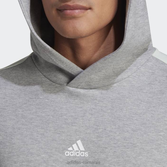 Adidas hanorac cu 3 dungi gri mediu bărbați gri mediu 2JBN7532