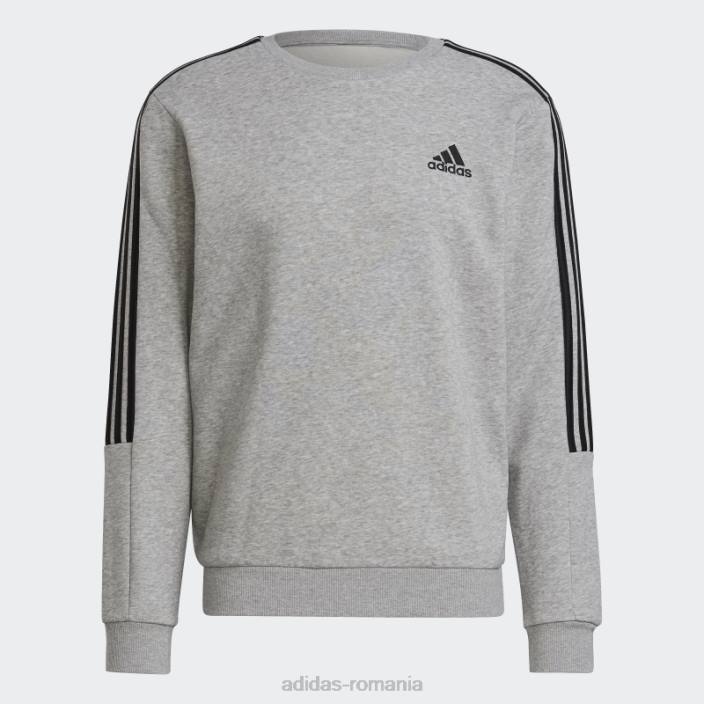 Adidas hanorac cu 3 dungi gri mediu essentials fleece cut bărbați gri mediu/negru 2JBN1624