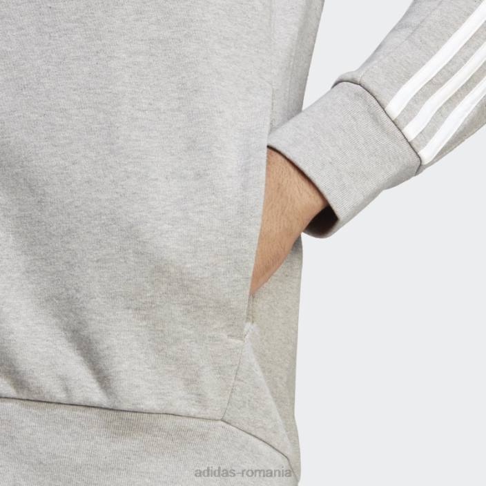 Adidas hanorac cu fermoar complet, cu 3 dungi, alb fierbinte bărbați gri mediu/alb 2JBN13356