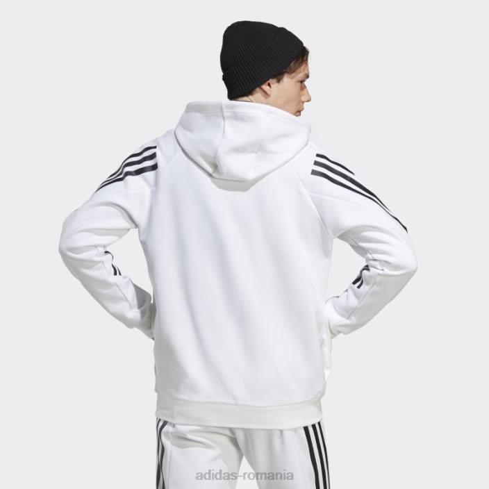 Adidas hanorac cu fermoar complet, cu 3 dungi, icoane albe ale viitorului elegant bărbați alb 2JBN959