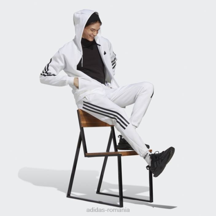 Adidas hanorac cu fermoar complet, cu 3 dungi, icoane albe ale viitorului elegant bărbați alb 2JBN959