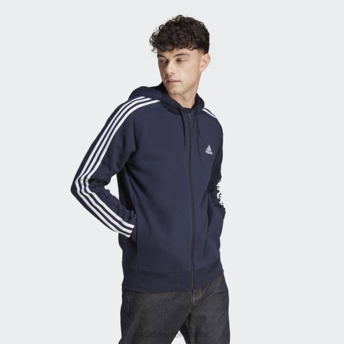 Adidas hanorac cu fermoar complet cu 3 dungi ink essentials bărbați cerneală/alb 2JBN14446