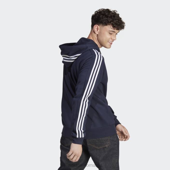Adidas hanorac cu fermoar complet cu 3 dungi ink essentials bărbați cerneală/alb 2JBN14446