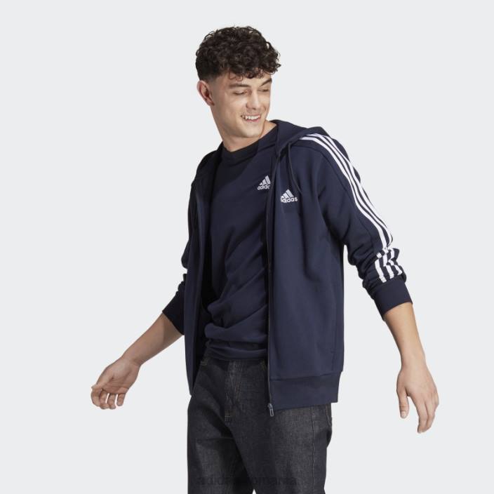 Adidas hanorac cu fermoar complet cu 3 dungi ink essentials bărbați cerneală/alb 2JBN14446