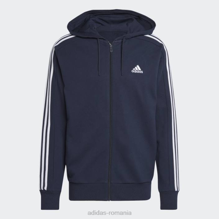 Adidas hanorac cu fermoar complet cu 3 dungi ink essentials bărbați cerneală/alb 2JBN14446