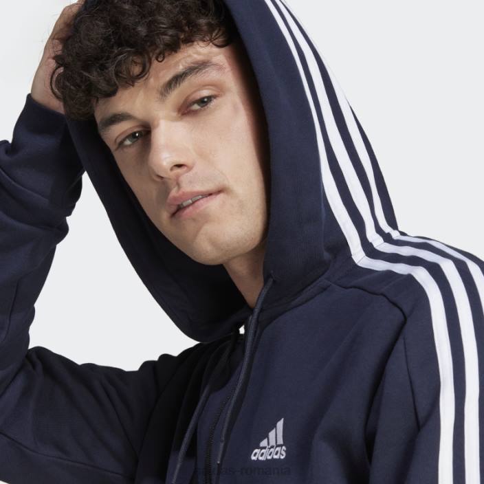 Adidas hanorac cu fermoar complet cu 3 dungi ink essentials bărbați cerneală/alb 2JBN14446