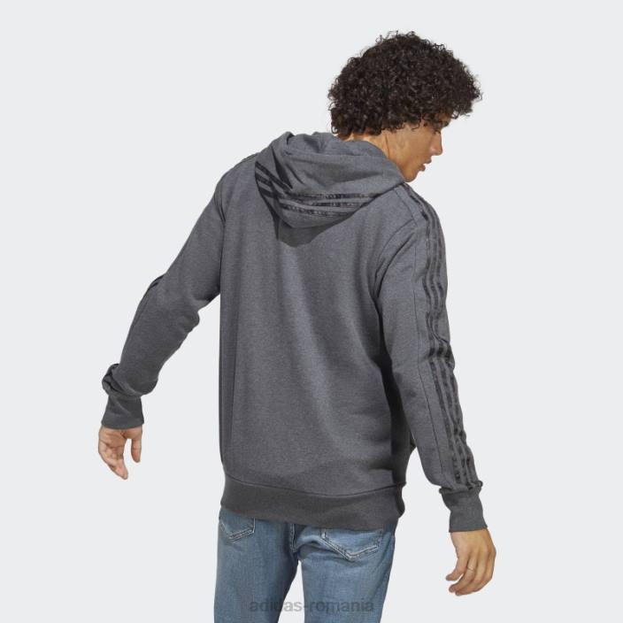Adidas hanorac cu fermoar complet, gri închis, gri închis bărbați gri închis negru/negru 2JBN5722
