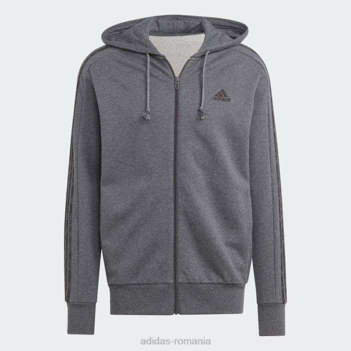 Adidas hanorac cu fermoar complet, gri închis, gri închis bărbați gri închis negru/negru 2JBN5722