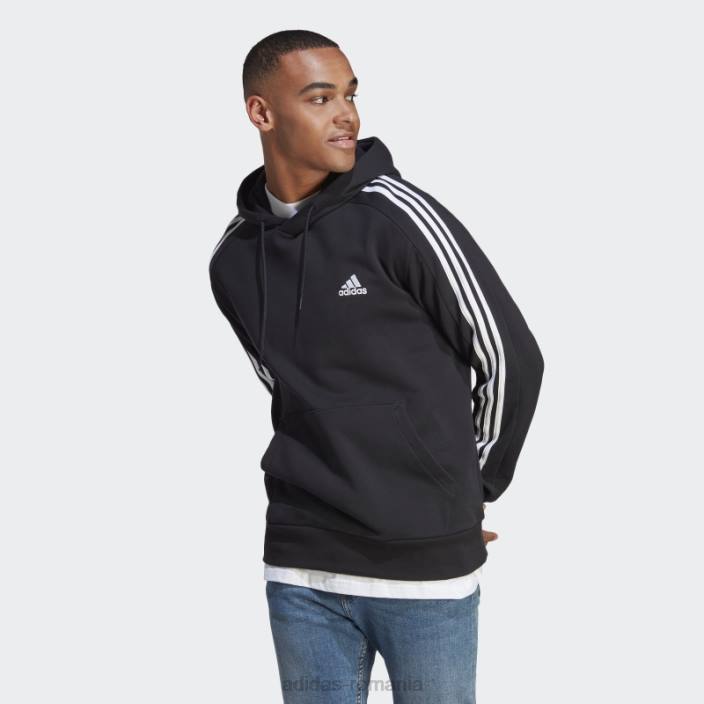 Adidas hanorac cu glugă cu 3 dungi, negru, adidas bărbați alb negru 2JBN5658