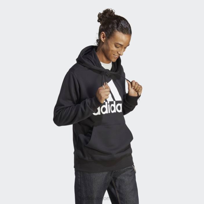 Adidas hanorac cu glugă cu logo mare essentials french terry negru bărbați negru 2JBN835