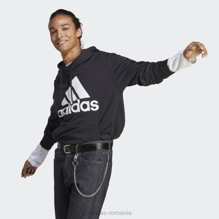 Adidas hanorac cu glugă cu logo mare negru essentials french terry bărbați negru 2JBN6065