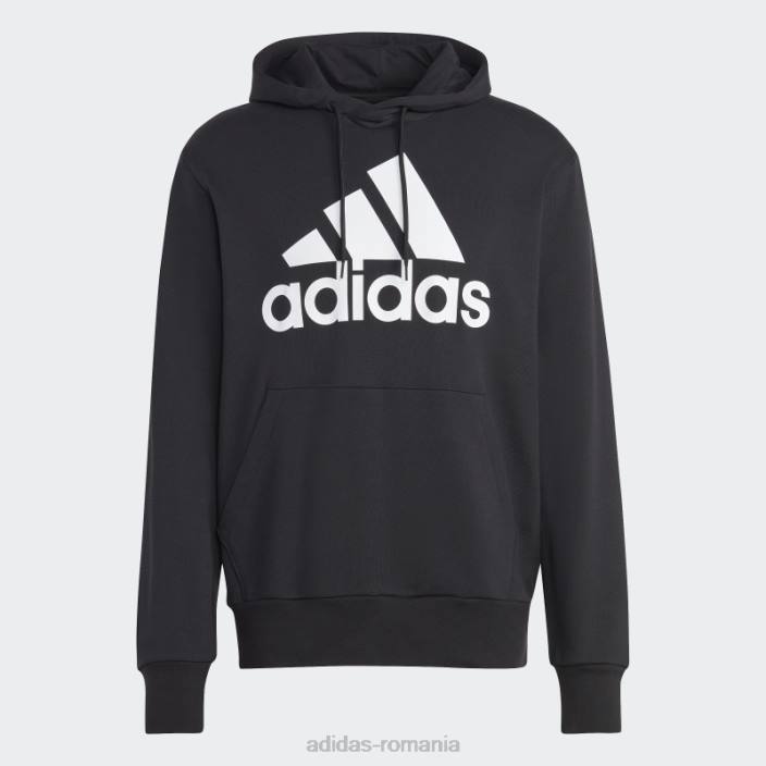 Adidas hanorac cu glugă cu logo mare negru essentials french terry bărbați negru 2JBN6065