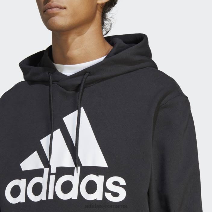 Adidas hanorac cu glugă cu logo mare negru essentials french terry bărbați negru 2JBN6065