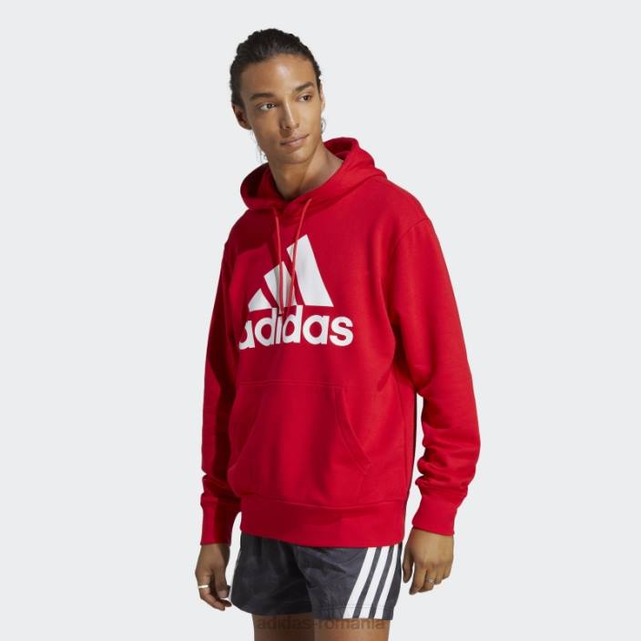 Adidas hanorac cu glugă cu logo-ul mare essentials french terry stacojiu adidas bărbați stacojiu/alb 2JBN7032