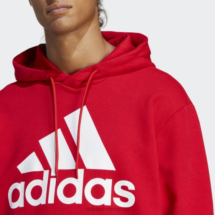 Adidas hanorac cu glugă cu logo-ul mare essentials french terry stacojiu adidas bărbați stacojiu/alb 2JBN7032