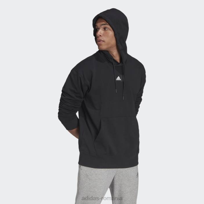 Adidas hanorac cu glugă cu umăr căzut, din bumbac, din bumbac, cu umăr căzut bărbați negru 2JBN6808