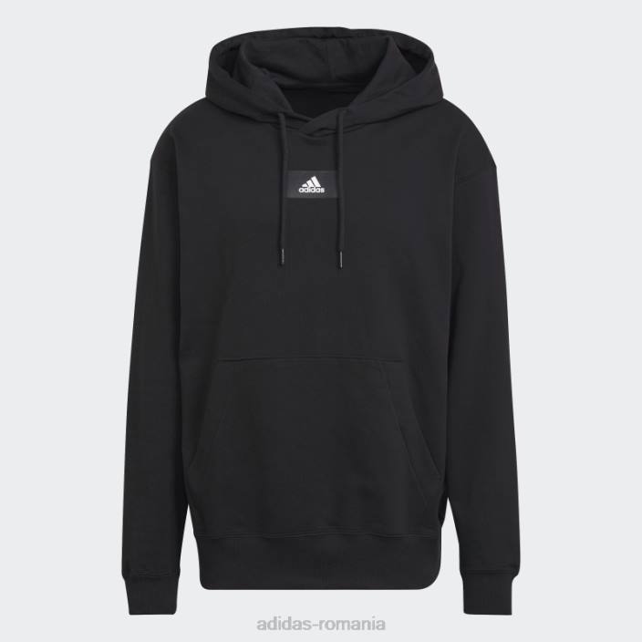 Adidas hanorac cu glugă cu umăr căzut, din bumbac, din bumbac, cu umăr căzut bărbați negru 2JBN6808