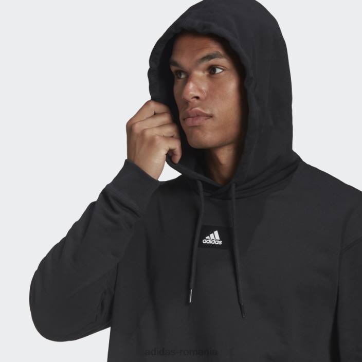 Adidas hanorac cu glugă cu umăr căzut, din bumbac, din bumbac, cu umăr căzut bărbați negru 2JBN6808
