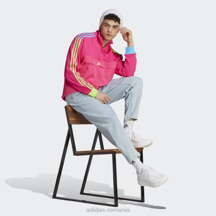 Adidas hanorac cu jumătate de fermoar kidcore fashion roz șoc bărbați roz șoc 2JBN5250