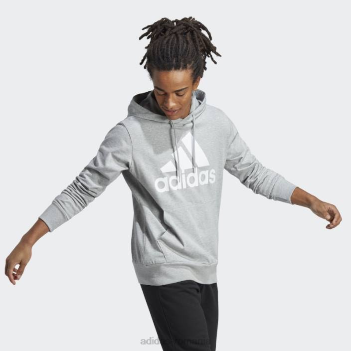 Adidas hanorac cu logo essentials gri mediu bărbați gri mediu 2JBN5642