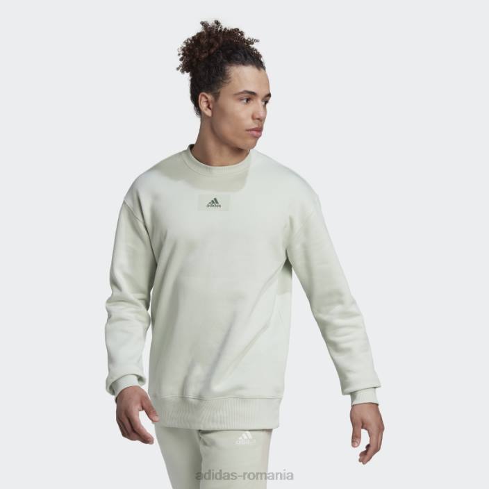 Adidas hanorac din bumbac fleece, cu umăr căzut, verde bărbați verde 2JBN6590