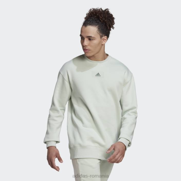 Adidas hanorac din bumbac fleece, cu umăr căzut, verde bărbați verde 2JBN6590