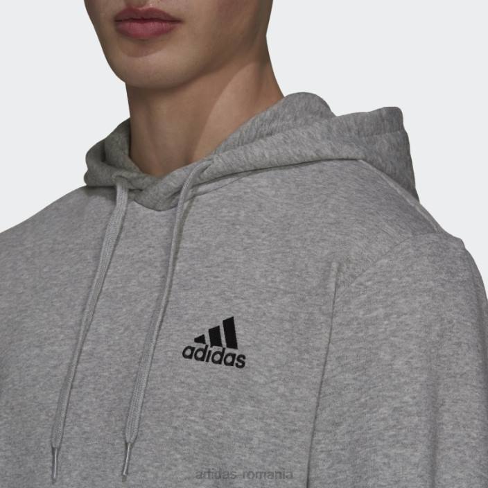 Adidas hanorac din fleece gri mediu bărbați gri mediu/negru 2JBN6479