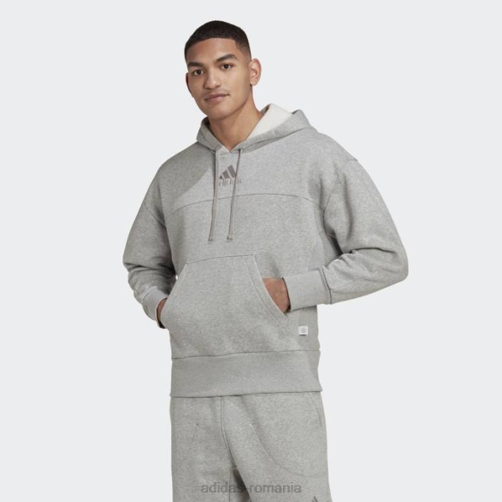 Adidas hanorac din fleece studio lounge gri mediu bărbați gri mediu 2JBN7528