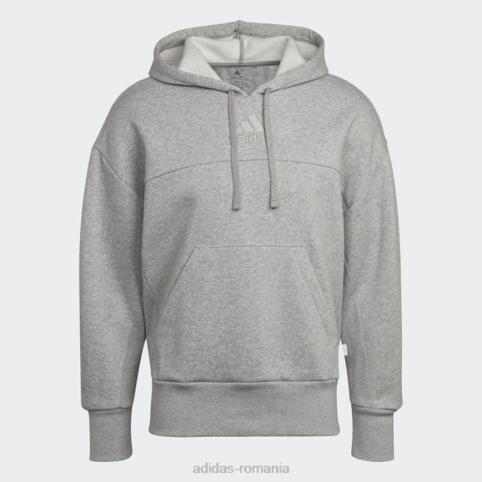 Adidas hanorac din fleece studio lounge gri mediu bărbați gri mediu 2JBN7528