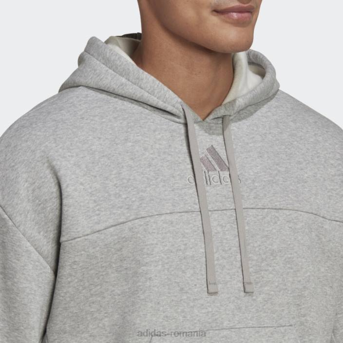 Adidas hanorac din fleece studio lounge gri mediu bărbați gri mediu 2JBN7528