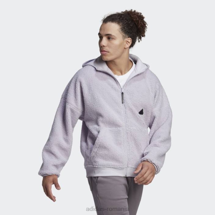 Adidas hanorac din lână polar cu fermoar, argintiu bărbați zori argintii 2JBN7363