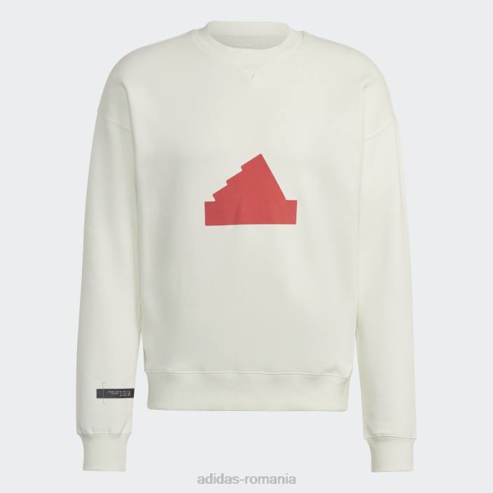 Adidas hanorac fleece crew alb bărbați alb 2JBN1424